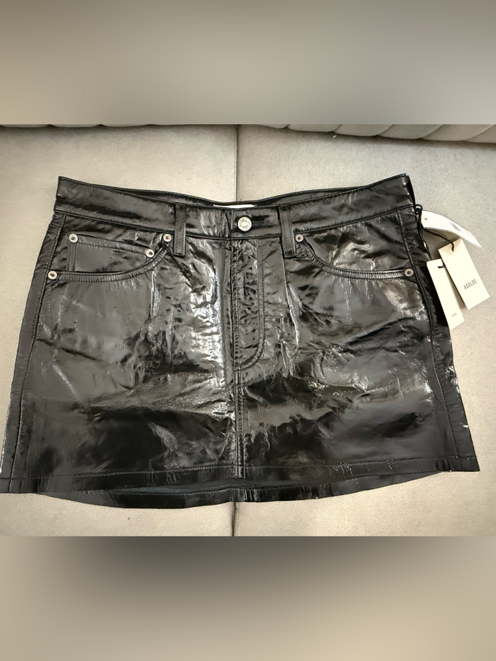AGOLDE Los Angeles Black Patent Leather Shorts - Size 29 NWT